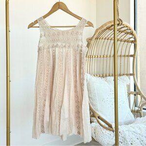 Free People Gauze Swing Dress - Cream & Rose Gold - XS